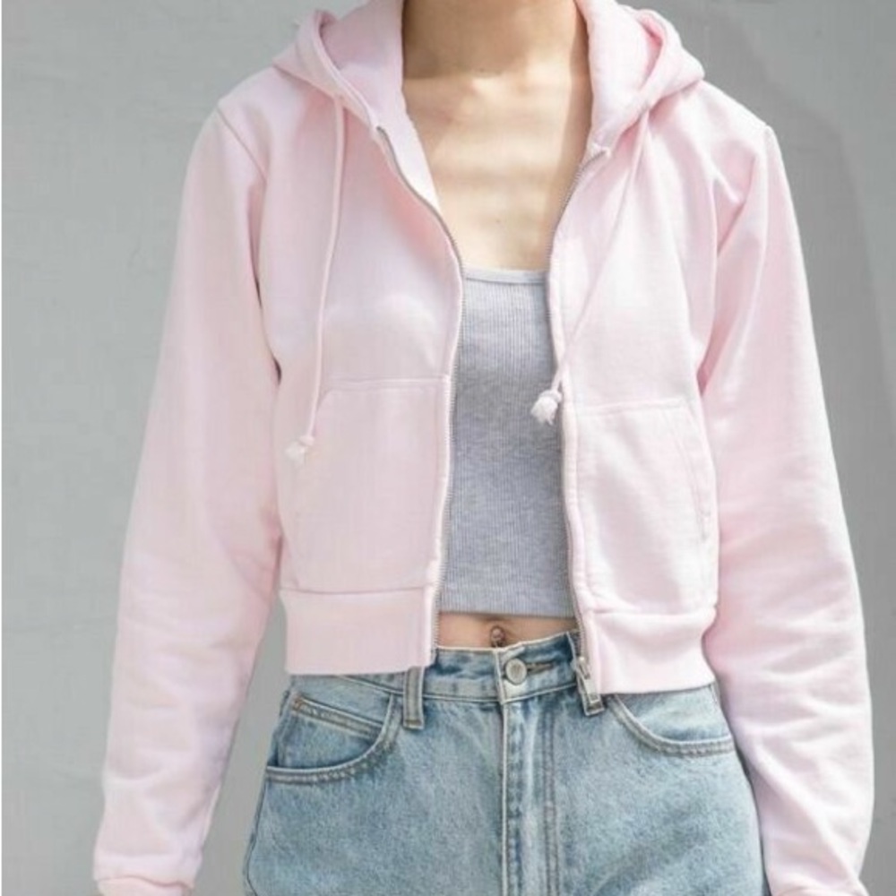 Brandy Melville Pink Cropped Hoodie
